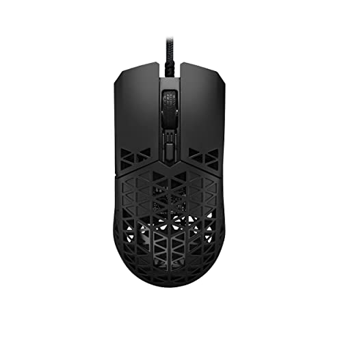 ASUS TUF Gaming M4 Air Lightweight Gaming Mouse | 16,000 dpi Sensor, Programmable Buttons, 47g Ultralight Air Shell, IPX6 Water Resistance, TUF Gaming Paracord and Low Friction PTFE Feet, Black