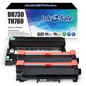 ink e-sale compatible toner cartridge and drum set replacement for brother tn760 tn730 dr730 (2 toner + 1 drum) for hl 2325dw l2350dw l2370dw l2390dw dcp-l2550dw mfc l2710dw l2717dw l2750dw