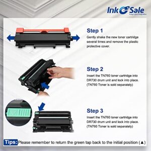 INK E-SALE Compatible Toner Cartridge and Drum Set Replacement for Brother TN760 TN730 DR730 (2 Toner + 1 Drum) for HL 2325DW L2350DW L2370DW L2390DW DCP-L2550DW MFC L2710DW L2717DW L2750DW