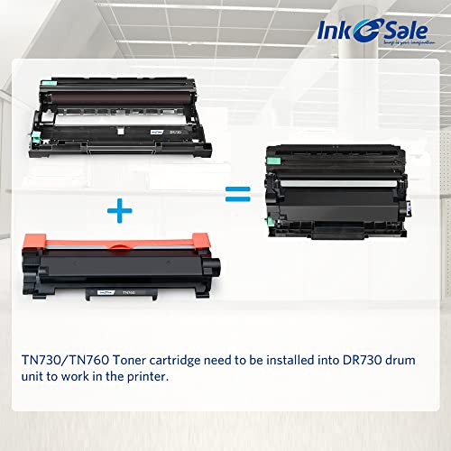 INK E-SALE Compatible Toner Cartridge and Drum Set Replacement for Brother TN760 TN730 DR730 (2 Toner + 1 Drum) for HL 2325DW L2350DW L2370DW L2390DW DCP-L2550DW MFC L2710DW L2717DW L2750DW