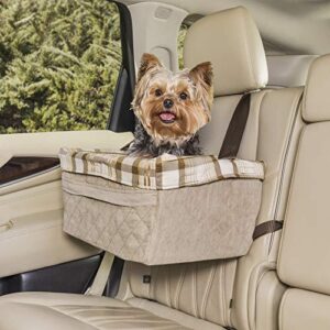 petsafe happy ride quilted booster seat – dog booster seat for cars, trucks and suvs – easy to adjust strap – durable padded liner is machine washable and easy to clean – large