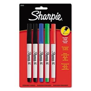 sharpie 37675pp permanent markers ultra fine point assorted colors 5/set