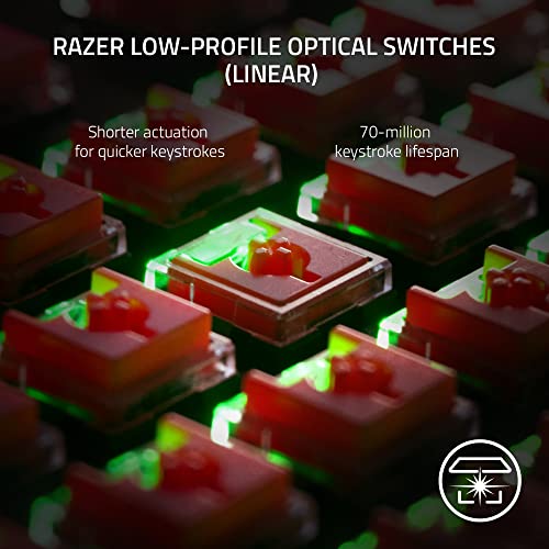 Razer DeathStalker V2 Pro TKL Wireless Gaming Keyboard: Low-Profile Optical Switches - Linear Red - HyperSpeed Wireless & Bluetooth 5.0-50 Hr Battery - Ultra-Durable Coated Keycaps - RGB - White