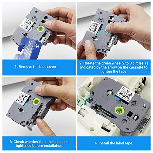 Labold Replacement for Brother Ptouch Tz Tze Label Tape Tze-231,Tz-231 12mm 0.47 Laminated Black on White, Compatible with P-Touch Pt-d210, PTD200, H110, 1280 Label Maker, 26.2ft, 4Pack