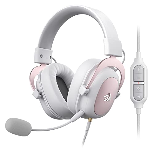 Redragon H510 Zeus White Wired Gaming Headset - 7.1 Surround Sound - Memory Foam Ear Pads - 53MM Drivers - Detachable Microphone - Multi Platforms for PC, PS4/3 & Xbox One/Series X, NS