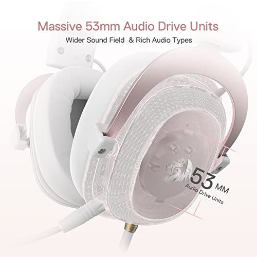 Redragon H510 Zeus White Wired Gaming Headset - 7.1 Surround Sound - Memory Foam Ear Pads - 53MM Drivers - Detachable Microphone - Multi Platforms for PC, PS4/3 & Xbox One/Series X, NS