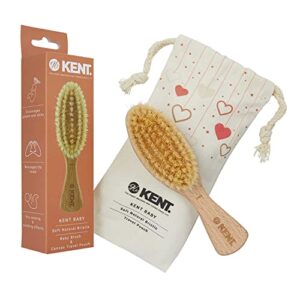 kent baby soft bristle beechwood brush with canvas travel pouch – ba29