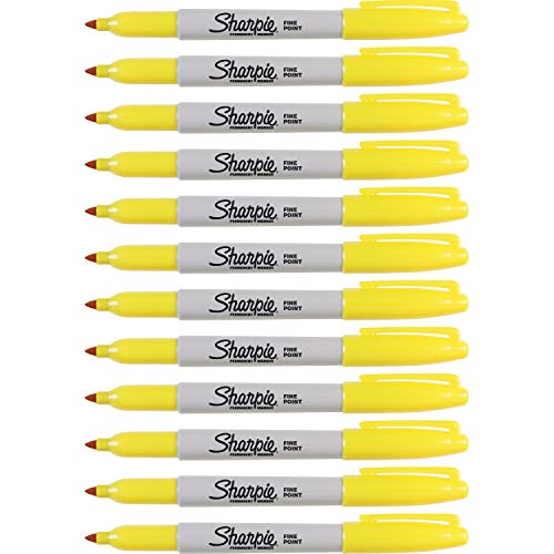 SHARPIE 30035Bx Fine Point Permanent Marker, Yellow, 12/Bx