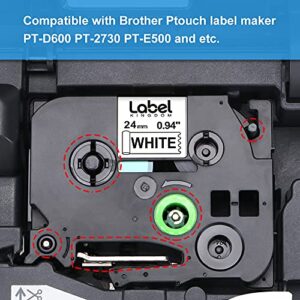 Label KINGDOM Compatible P-Touch TZe-FX251 1" Label Tape Replacement for Brother Flexible-ID Laminated Tape TZeFX251, 24mm 0.94 Inch Black on White for PT-D600 PTP710BT PT-2730, 3-Pack