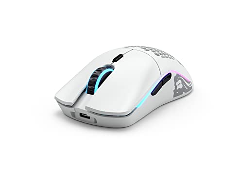 Glorious Gaming - Model O Wireless Gaming Mouse - RGB Mouse with Lights 69 g Superlight Mouse Honeycomb Mouse (Matte White Mouse)