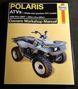 haynes 1998-2007 polaris atv 250-800 cc single seat gas service manual (2508)