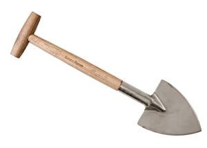 kent & stowe stainless steel perennial spade, pointed head garden spade for easy slicing through roots, all year round garden tools made from stainless steel and ash wood