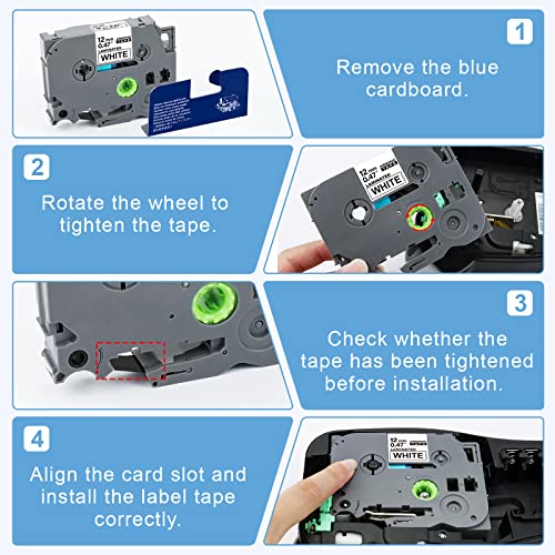 Absonic 4 Pack Tz-231 Label Tape Replace for Brother TZe-231 TZ231 TZ Tape 12mm 0.47 Laminated White, for Ptouch Label Maker PTD220 PTD210 PT-1290 PT-1880 PTH110 PT-2040C PTD400 PTD600 PTD450 PTD410