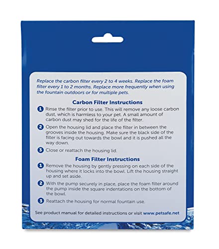 PetSafe Drinkwell Replacement Filter Kit for the Everflow and Outdoor Dog And Cat Water Fountains, Kit Contains 3 Dual Cell Carbon Filters and 1 Foam Pre-Filter - PAC00-13192