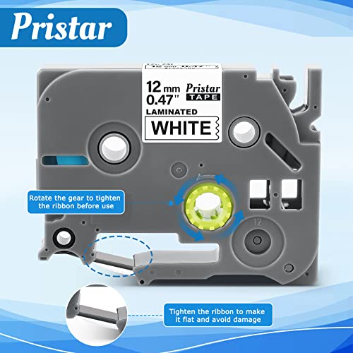 Compatible Label Tape for Brother TZe-231 Tape 12mm 0.47 Laminated White Tz231 Tz-231 TZe231 Tz Tape for Brother P-Touch 2040 D210 H100 D410 D400 D220, 6-Pack, by Pristar