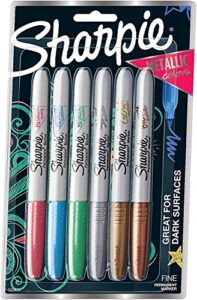 sharpie metallic permanent markers, fine point, assorted colors, 6-count permanent marker (2029678) – 1