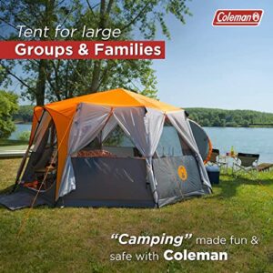 Coleman Tent Octagon, 6 to 8 Man Festival Dome Tent, Waterproof Family Camping Tent with Sewn-in Groundsheet