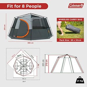 Coleman Tent Octagon, 6 to 8 Man Festival Dome Tent, Waterproof Family Camping Tent with Sewn-in Groundsheet