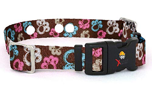 Extreme Dog Fence Replacement Containment and Training Collar Strap for Most Dog Fence Brands - Brown Paws (Small: 10" - 12" x 3/4")