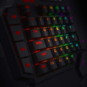 Redragon K585 DITI One-Handed RGB Mechanical Gaming Keyboard, Type-C Professional Gaming Keypad with 7 Onboard Macro Keys, Detachable Wrist Rest, 42 Keys (Black-Blue Switch)