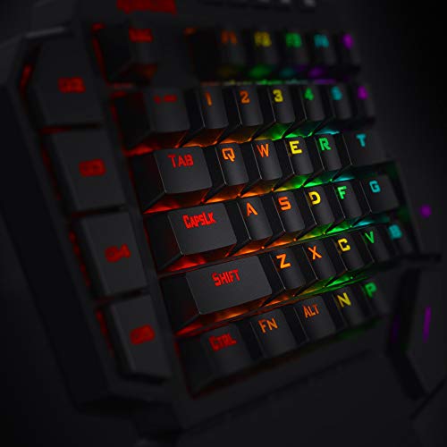 Redragon K585 DITI One-Handed RGB Mechanical Gaming Keyboard, Type-C Professional Gaming Keypad with 7 Onboard Macro Keys, Detachable Wrist Rest, 42 Keys (Black-Blue Switch)