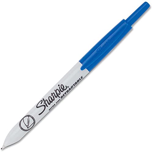 Sharpie Retractable Permanent Markers - Ultra Fine Marker Point Type - Blue - 12 Pk