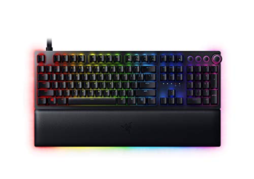 Razer Huntsman V2 Analog Gaming Keyboard: Razer Analog Optical Switches - Chroma RGB Lighting - Magnetic Plush Wrist Rest - Dedicated Media Keys & Dial - Classic Black