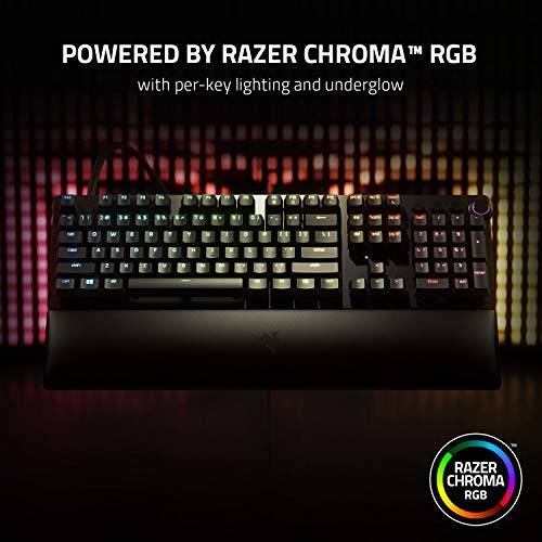 Razer Huntsman V2 Analog Gaming Keyboard: Razer Analog Optical Switches - Chroma RGB Lighting - Magnetic Plush Wrist Rest - Dedicated Media Keys & Dial - Classic Black