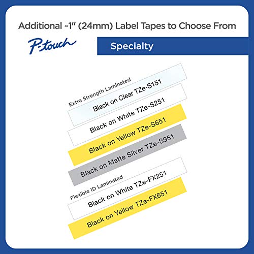 Brother P-touch TZe-M51 Black Print on Premium Matte Clear Laminated Tape 24mm (0.94”) wide x 8m (26.2’) long