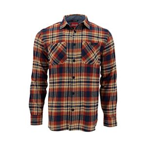coleman mens long-sleeve flannel shirt midweight western plaid button-down (rust/navy, xl)