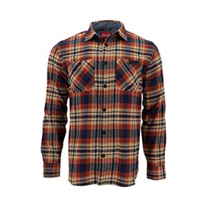 Coleman Mens Long-Sleeve Flannel Shirt Midweight Western Plaid Button-Down (Rust/Navy, XL)