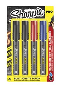 sharpie pro permanent marker, fine point, assorted colors, 4-count marker (2018324)