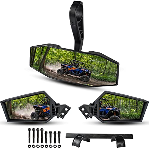 SAUTVS Center Convex Rearview Mirror and Adjustable Folding Side Rear View Mirrors Kit for Polaris RZR XP XP4 1000 Turbo S 4 1000 900 2014-2023 Accessories (Replace #2881198, #2881540)