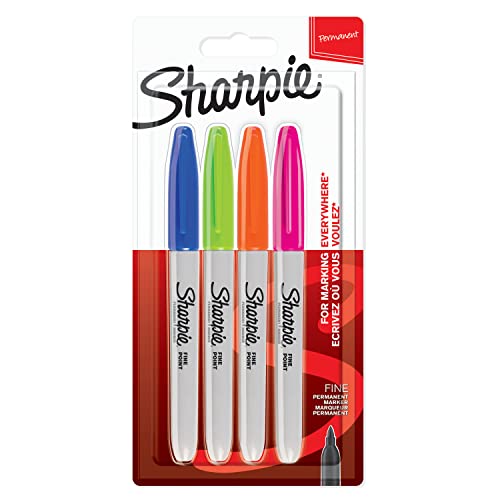 SHARPIE Permanent Markers | Fine Point | Assorted Fun Colours | 4 Count