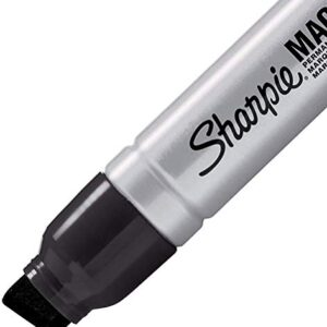 Sharpie 44001 Oversized Chisel Tip Extra Wide Magnum Permanent Marker, Black, Sturdy Extra-wide Felt Chisel Tip, Quick-drying Ink is Fade-and Water-Resistant, 12 Marker Per Box