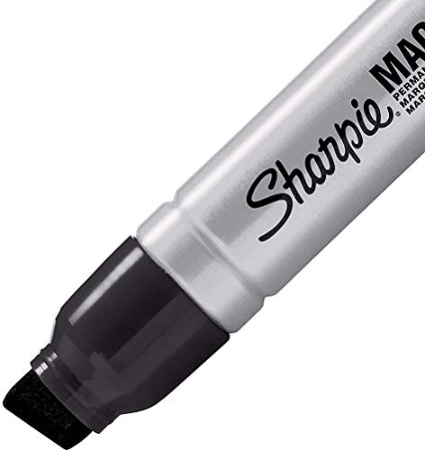 Sharpie 44001 Oversized Chisel Tip Extra Wide Magnum Permanent Marker, Black, Sturdy Extra-wide Felt Chisel Tip, Quick-drying Ink is Fade-and Water-Resistant, 12 Marker Per Box