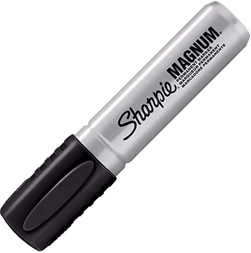 Sharpie 44001 Oversized Chisel Tip Extra Wide Magnum Permanent Marker, Black, Sturdy Extra-wide Felt Chisel Tip, Quick-drying Ink is Fade-and Water-Resistant, 12 Marker Per Box