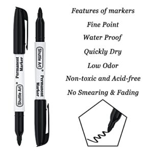 Permanent Markers,Shuttle Art 70 Pack Black Permanent Marker set,Fine Point, Works on Plastic,Wood,Stone,Metal and Glass for Doodling, Marking