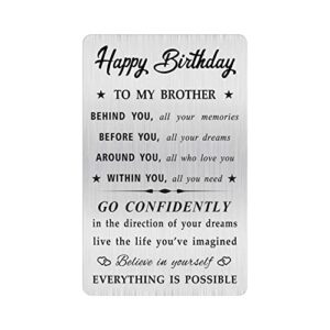 moqiyxl brother birthday card, happy birthday brother gifts ideas , small engraved wallet card