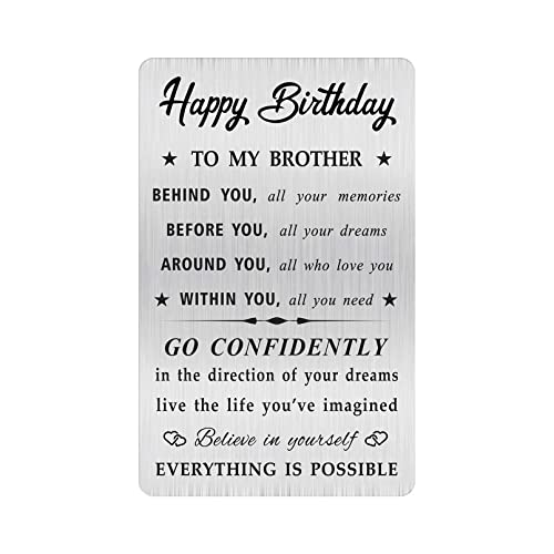 MOQIYXL Brother Birthday Card, Happy Birthday Brother Gifts Ideas , Small Engraved Wallet Card