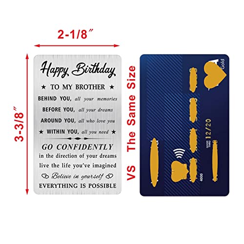 MOQIYXL Brother Birthday Card, Happy Birthday Brother Gifts Ideas , Small Engraved Wallet Card