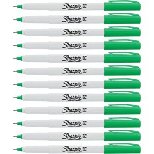 sharpie 37114bx permanent markers, sharpie, ultra-fine, 12/bx, green