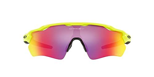 Oakley Men's OO9208 Radar Ev Path Rectangular Sunglasses, Neon Yellow/Prizm Road, 38 mm