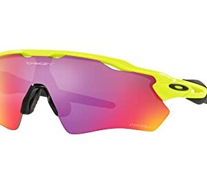 Oakley Men's OO9208 Radar Ev Path Rectangular Sunglasses, Neon Yellow/Prizm Road, 38 mm