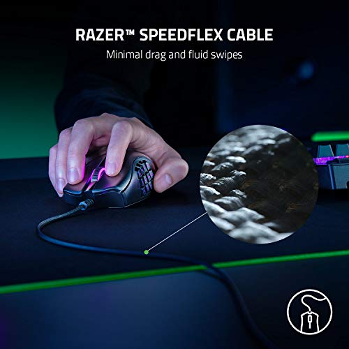 Razer Naga X - Ergonomic MMO Gaming Mouse with 16 Programmable Buttons (Optical Mouse Switches, 5G Optical Sensor, Chroma RGB, Speedflex Cable) Black