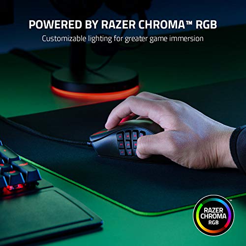 Razer Naga X - Ergonomic MMO Gaming Mouse with 16 Programmable Buttons (Optical Mouse Switches, 5G Optical Sensor, Chroma RGB, Speedflex Cable) Black