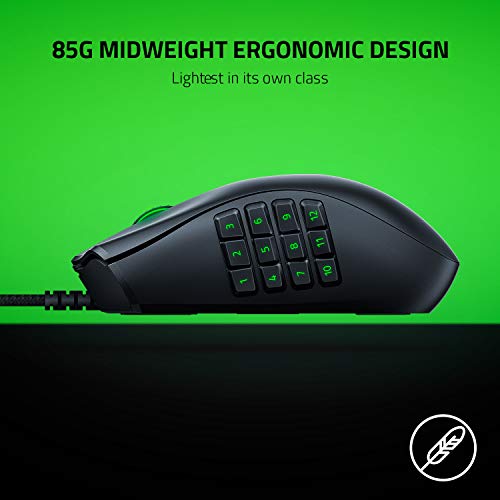 Razer Naga X - Ergonomic MMO Gaming Mouse with 16 Programmable Buttons (Optical Mouse Switches, 5G Optical Sensor, Chroma RGB, Speedflex Cable) Black