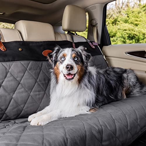 PetSafe Happy Ride Quilted Dog Car Seat Cover – Waterproof & Durable – Machine Washable – Fits Most Cars, Trucks & SUVs – Backseat Protection for Scratches & Dog Hair - Bench, Grey