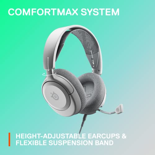 NEW SteelSeries Arctis Nova 1 Multi-System Gaming Headset — Hi-Fi Drivers — 360° Spatial Audio — Comfort Design — Durable — Ultra Lightweight — Noise-Cancelling Mic — PC, PS5/PS4, Switch, Xbox - White