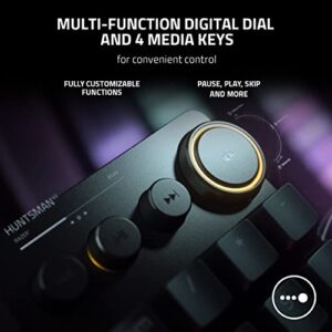 Razer Huntsman V2 Optical Gaming Keyboard: Fastest Clicky Optical Switches w/Quick Keystrokes - Doubleshot PBT Keycaps - Dedicated Media Keys & Dial - Ergonomic (Renewed), Black